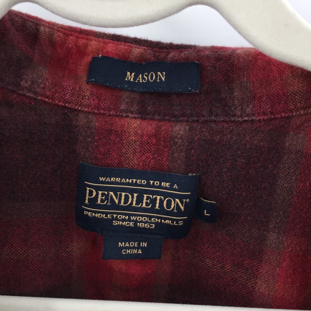 Pendleton Mason Red Flannel checkered Button fron… - image 2